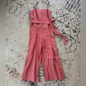 J Crew Checked Gingham Linen Jumpsuit